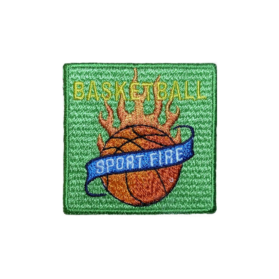 Ecusson thermocollant ballon de basquet fond vert  - 1