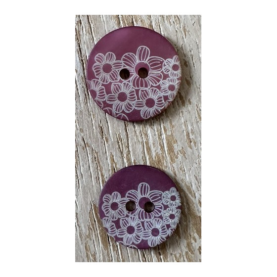 Bouton fleurs rose 15 et 18 mm  - 1