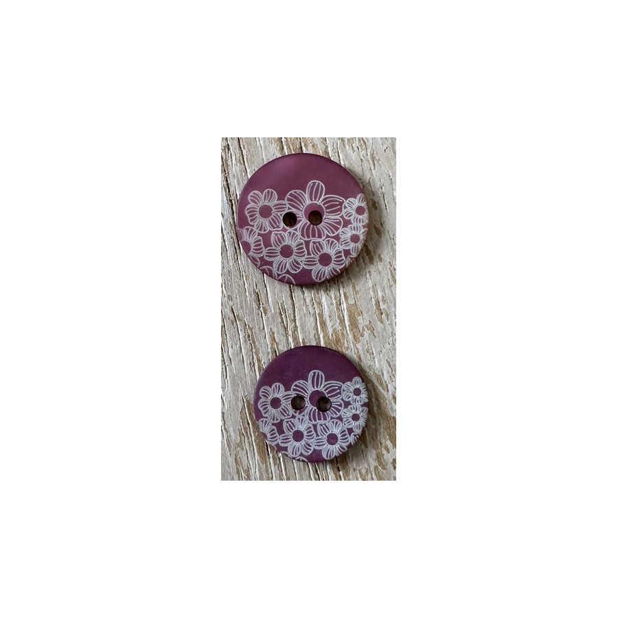 Bouton fleurs rose 15 et 18 mm  - 1