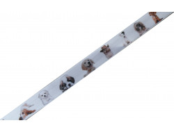 Ruban satin blanc décor chiens