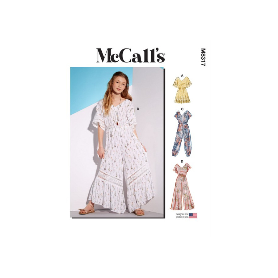 Patron Barboteuse, combinaisons pour fillettes - Mc Call's M8317  - 1