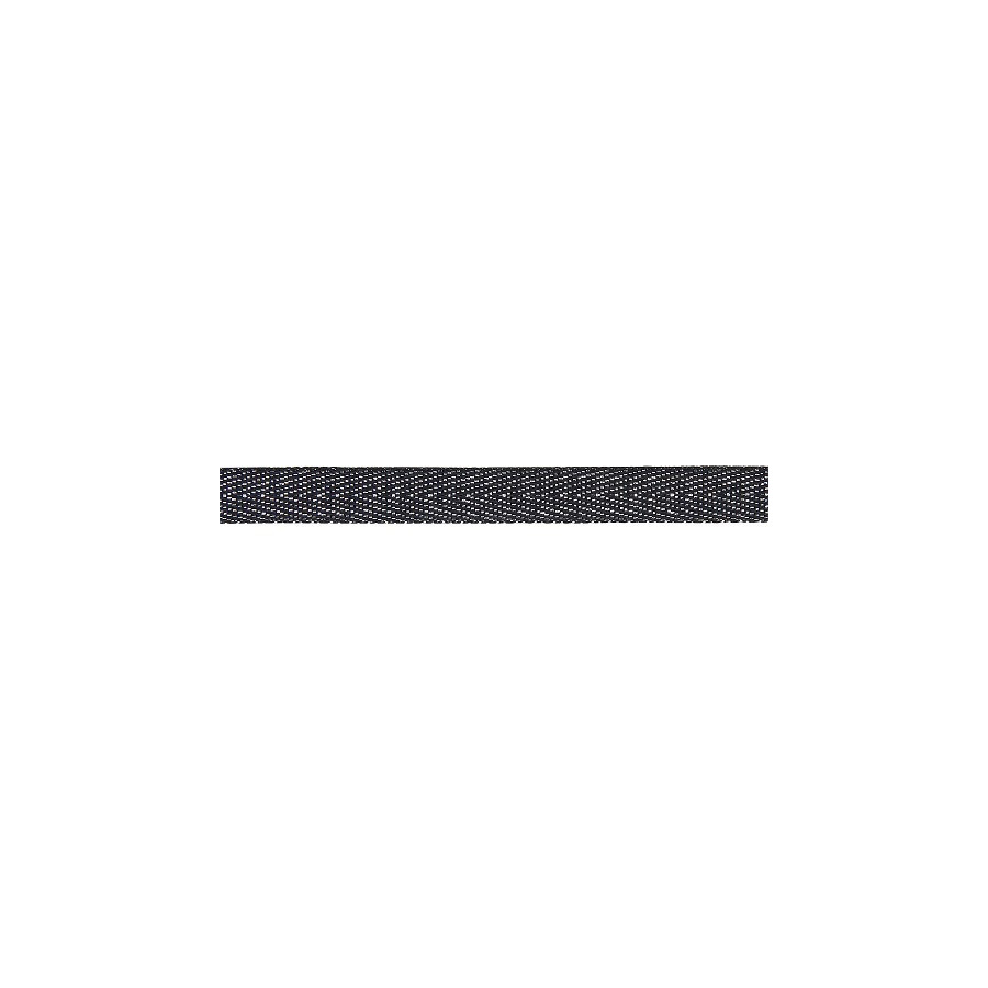 Sergé à chevrons coton noir et lurex argent  - 1