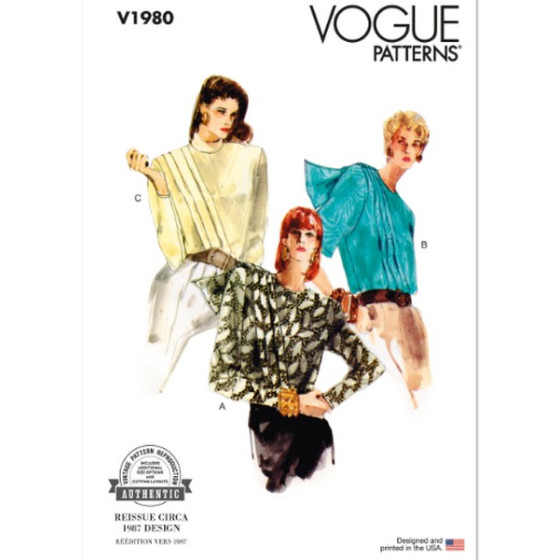 Patron de chemisier pour femme - Vogue V1980  - 1