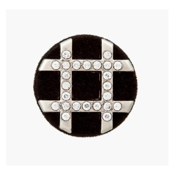 Bouton noir avec strass 18 et 23 mm  - 1