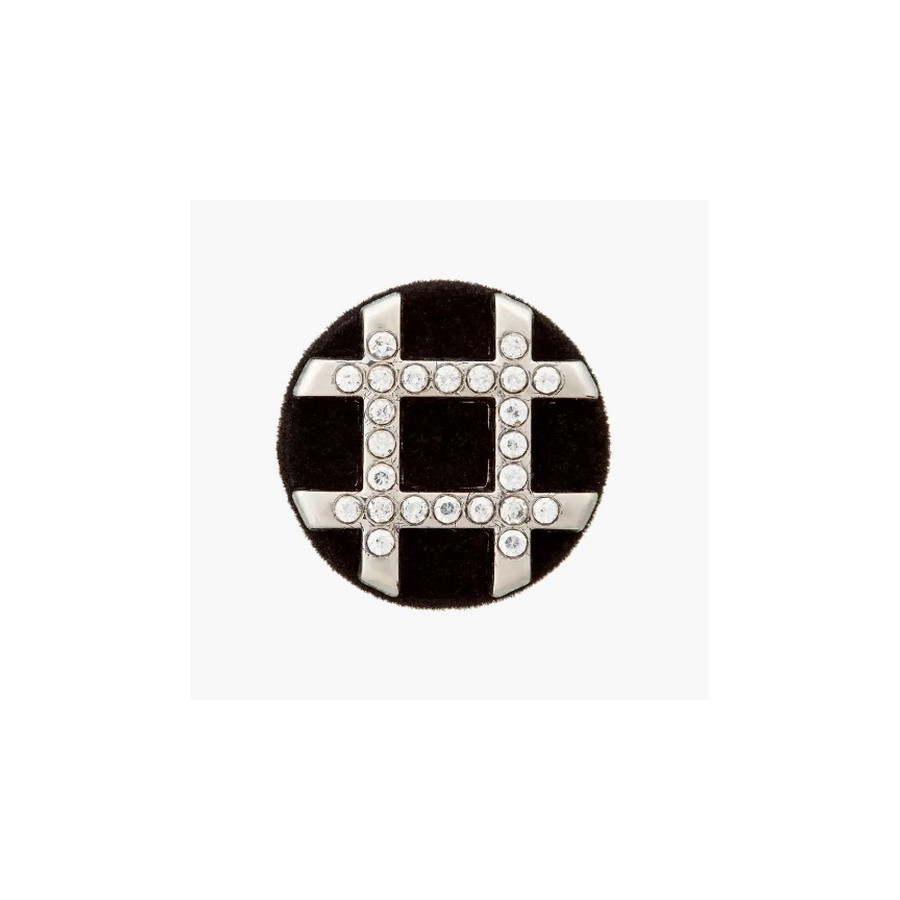 Bouton noir avec strass 18 et 23 mm  - 1