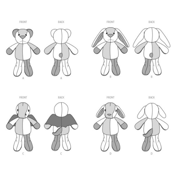 Patron Animaux peluche 36 cm - Mc Call's M8470  - 4