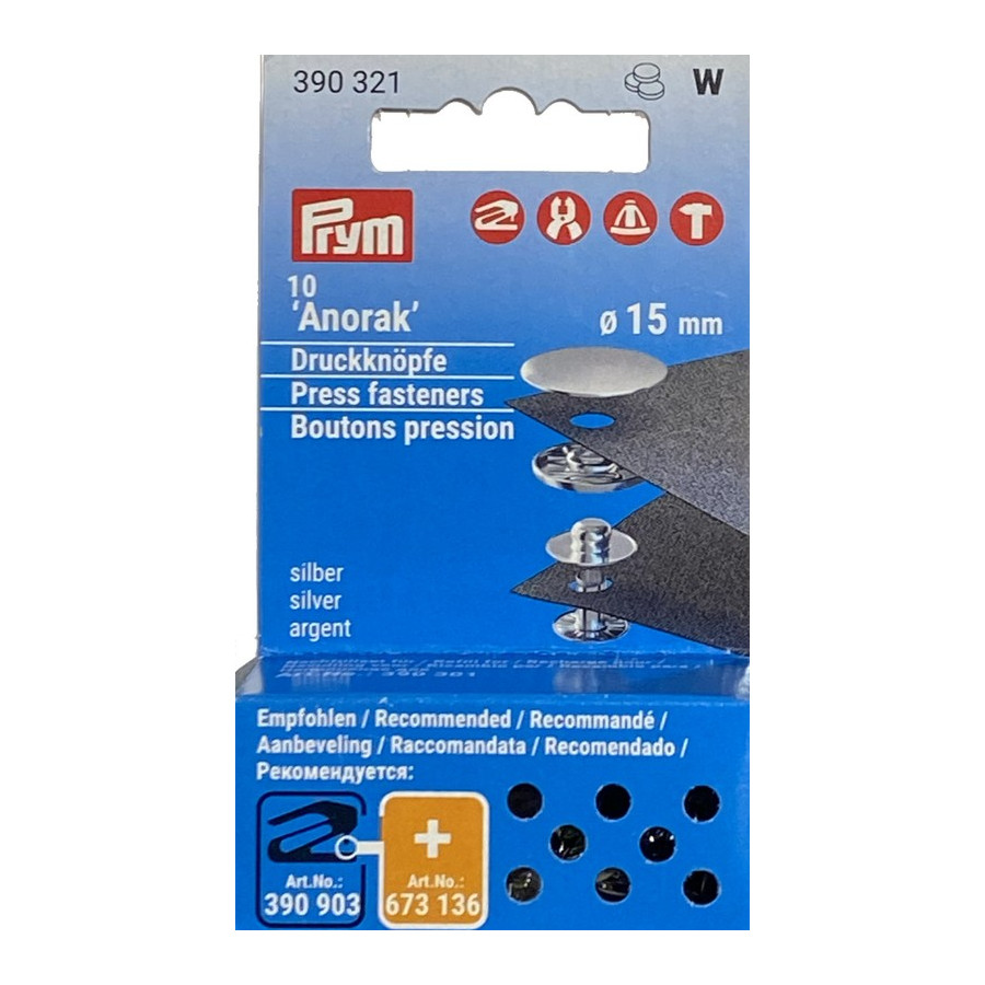 Boutons pression Anorak argent 15 mm Prym  - 1