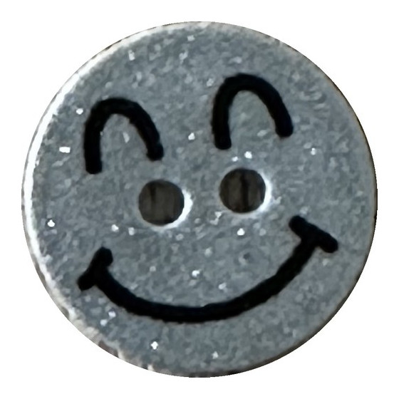 Bouton 2 trous smile argent 15 mm  - 1