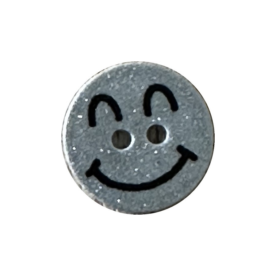 Bouton 2 trous smile argent 15 mm  - 1