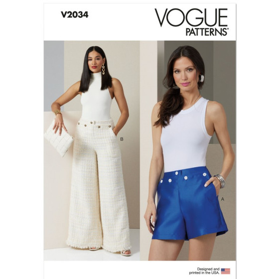 Patron Short et Pantalon pour Jeunes Femmes - Vogue 2034  - 1