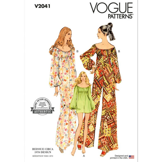 Patron Combinaison Vintage Année 70 pour jeunes femmes - Vogue 2041  - 1
