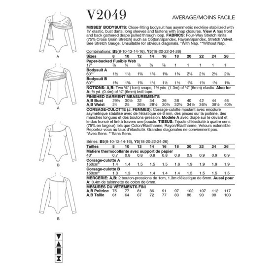 Patron Corsage-culotte pour jeunes femmes - Vogue 2049  - 2
