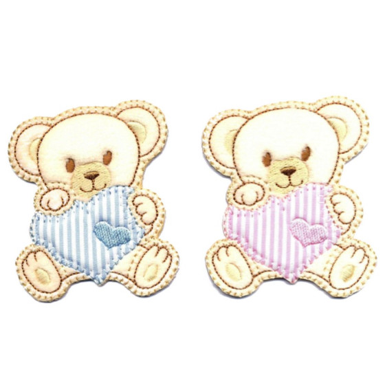 Ecusson thermocollant nounours coeur  - 1