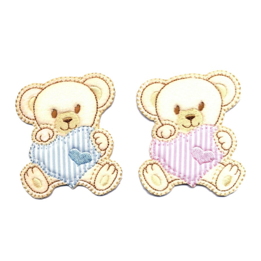 Ecusson thermocollant nounours coeur  - 1