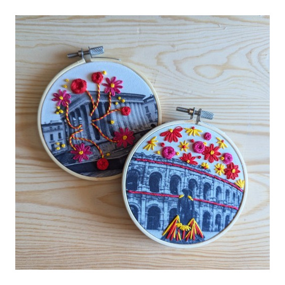 Kit de broderie Maison carrée Nîmes par Elise Benétreau-Bernard  - 3