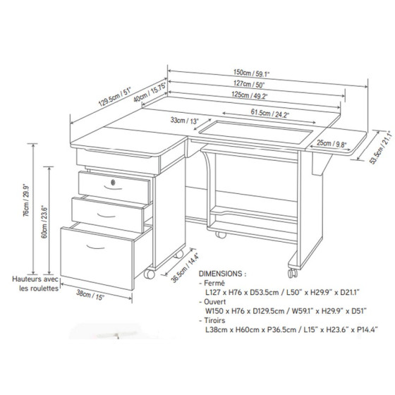 Table de couture Quilter's dream Tailormade  - 4