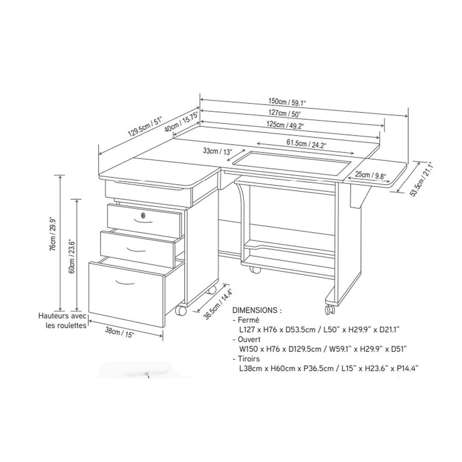 Table de couture Quilter's dream Tailormade  - 4