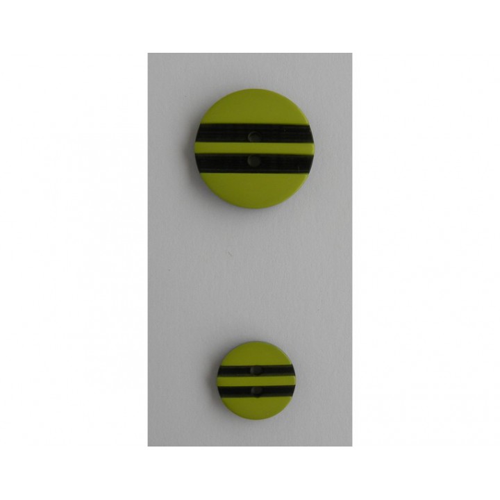 Bouton vert anis rayé noir  - 1