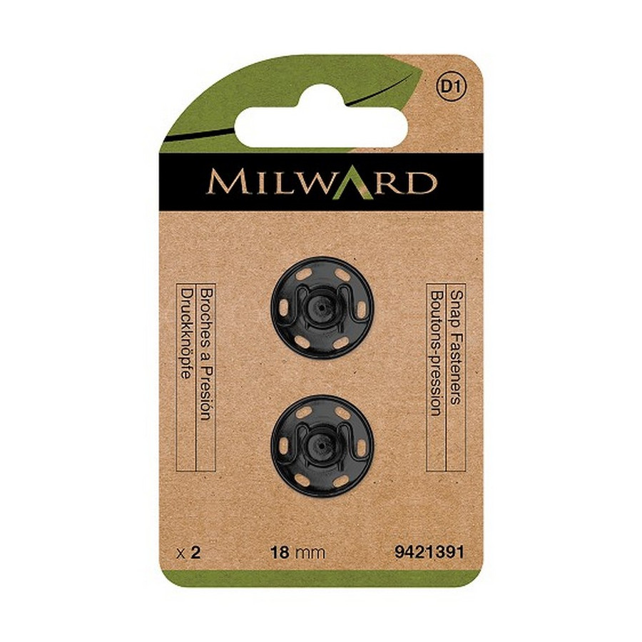 Boutons pression à coudre Noir Milward  - 5