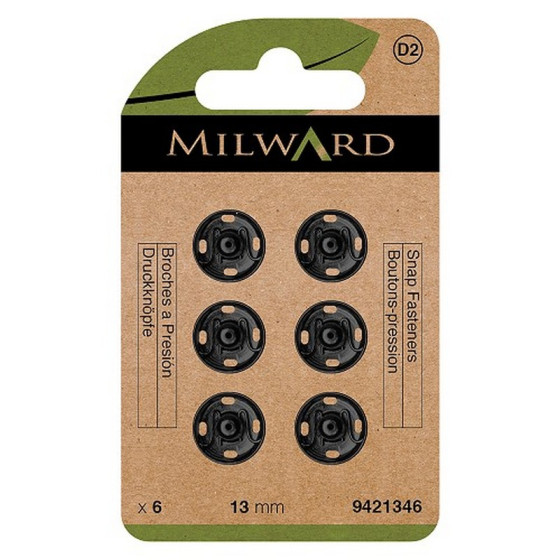 Boutons pression à coudre Noir Milward  - 2