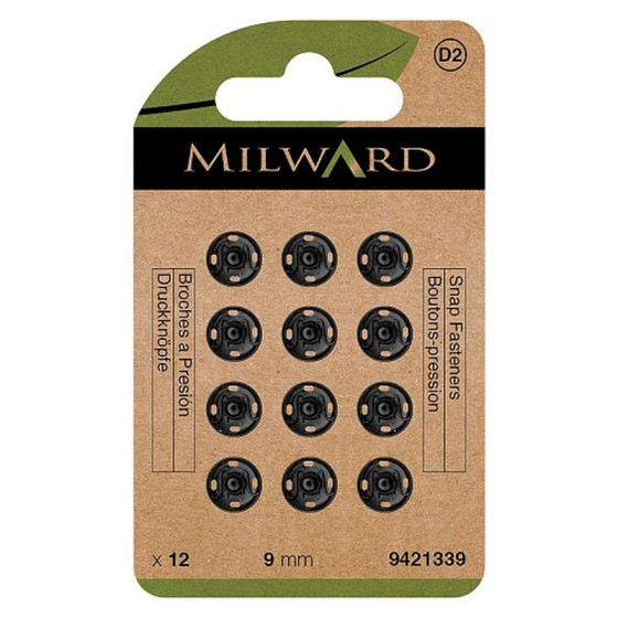 Boutons pression à coudre Noir Milward  - 1