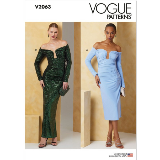 Patron Robe en deux longueurs pour Femmes - Vogue 2063  - 1