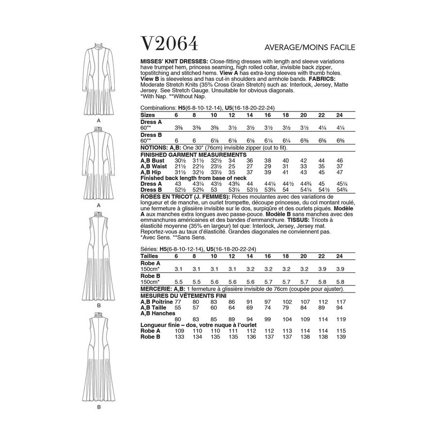 Patron Robe en tricot pour Femmes - Vogue 2064  - 2