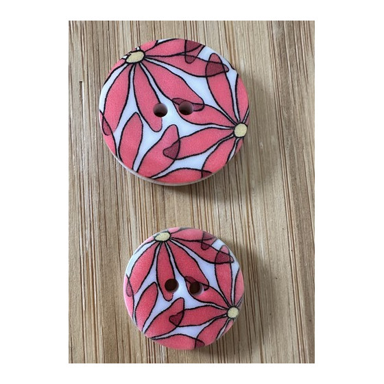 Bouton fleurs rouge  - 1