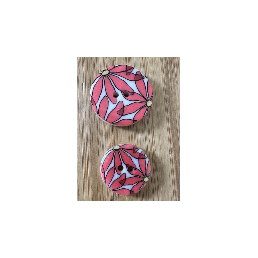 Bouton fleurs rouge  - 1