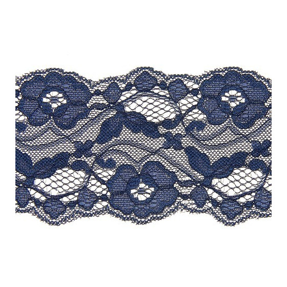 Dentelle en nylon extensible Marine- 80 mm  - 1
