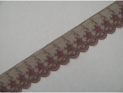 Dentelle tulle nylon marron Largeur 60 mm