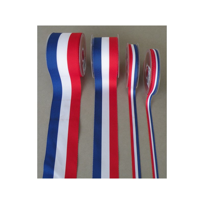 Gshy Bobine de Ruban en Nylon Décoratif Tricolore Français de 45 m x 15 mm Bleu Blanc Rouge pour Fête Nationale Française Artisanat Bannières Patriotiques Célébrations Nationales