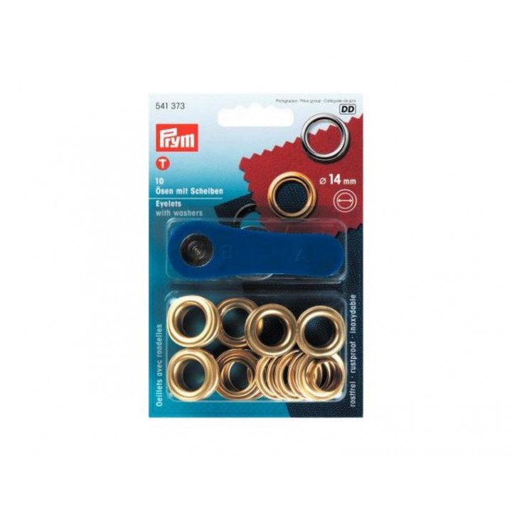 Œillets avec rondelles 14 mm Doré - Prym  - 1