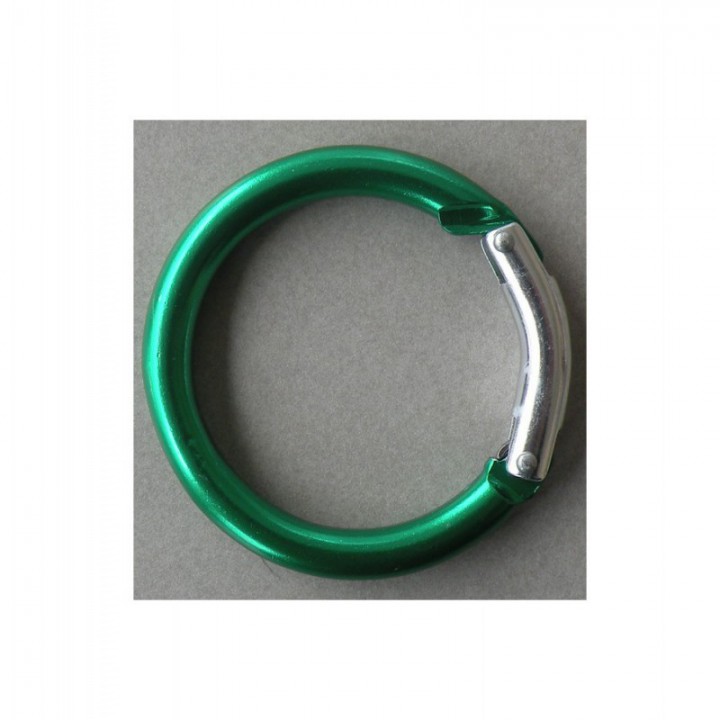 Porte clef mousqueton carabinier rond vert  - 2