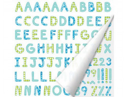 Sticker textile alphabet vichy bleu