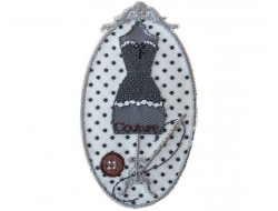 Ecusson thermocollant buste gris sur fond à pois