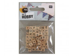 Perles en bois cubes alphabet, non arrondis