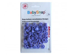 Boutons pression plastique coeur lilas 12,4 mm