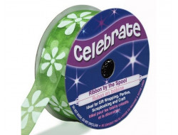Bobine celebrate ruban mousseline vert fleur