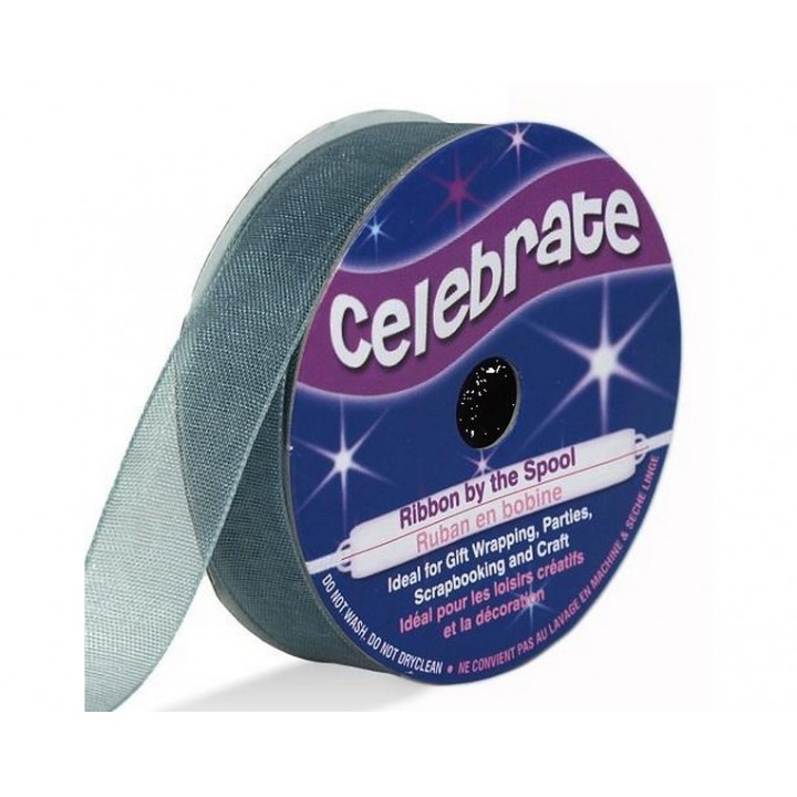 Bobine celebrate ruban mousseline gris  - 1