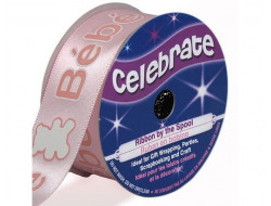 Bobine celebrate ruban satin rose ourson bébé