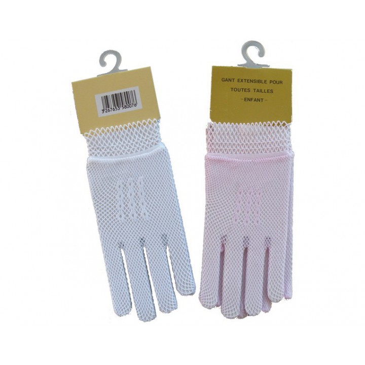 Gants extensible blanc ou rose pour enfant  - 1