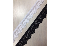 Dentelle lycra élastique blanche ou noire 30 mm