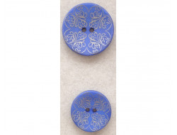 Bouton bleu arabesque doré 18 et 23 mm  - 1