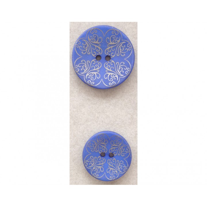 Bouton bleu arabesque doré 18 et 23 mm  - 1