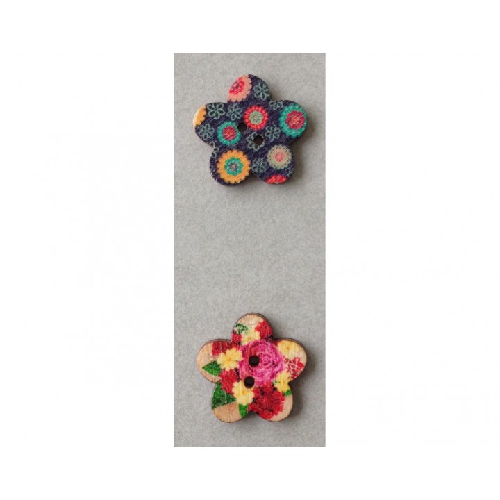 Bouton fleur en bois  - 1