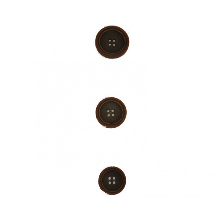 Bouton marron bord camel  - 1