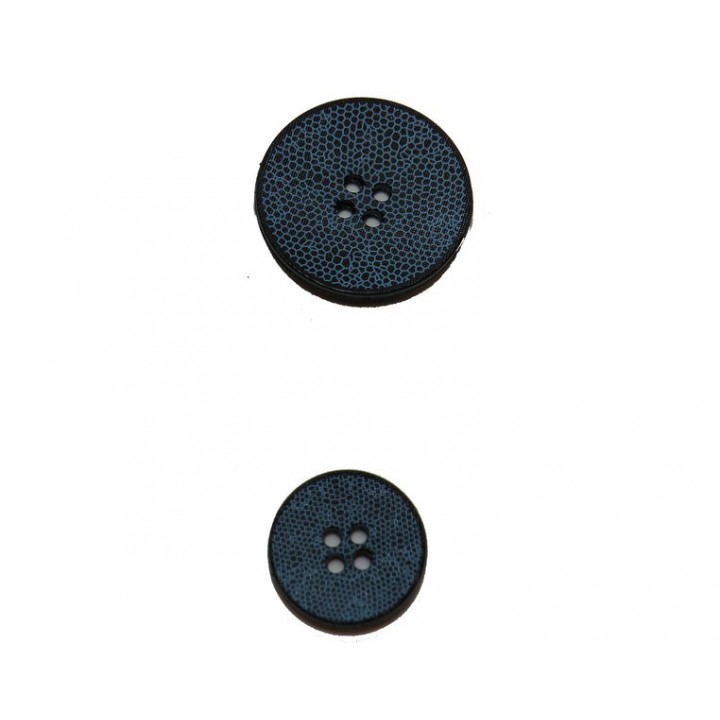 Bouton bleu effet serpent 22 mm  - 1