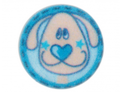 Bouton bleu petit chien  - 1