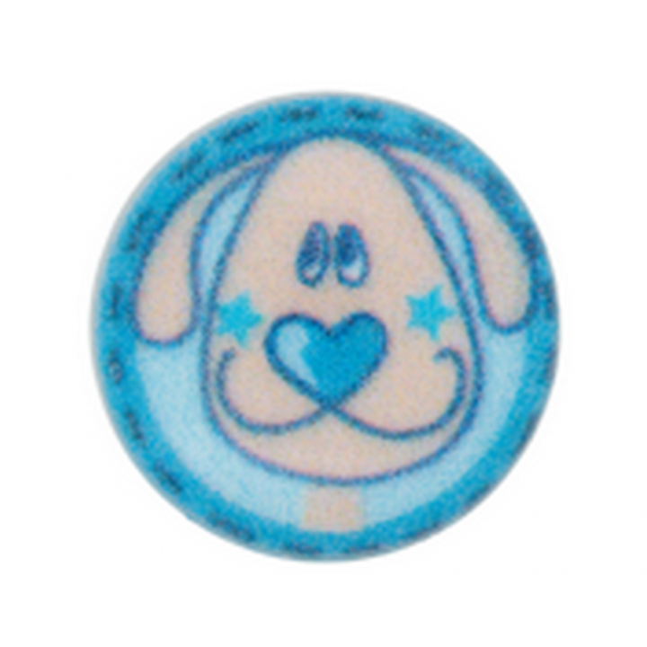 Bouton bleu petit chien  - 1